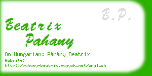 beatrix pahany business card