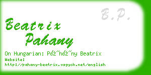 beatrix pahany business card